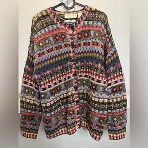 Vintage-Inspired Multicolor Fair Isle Cardigan Sweater